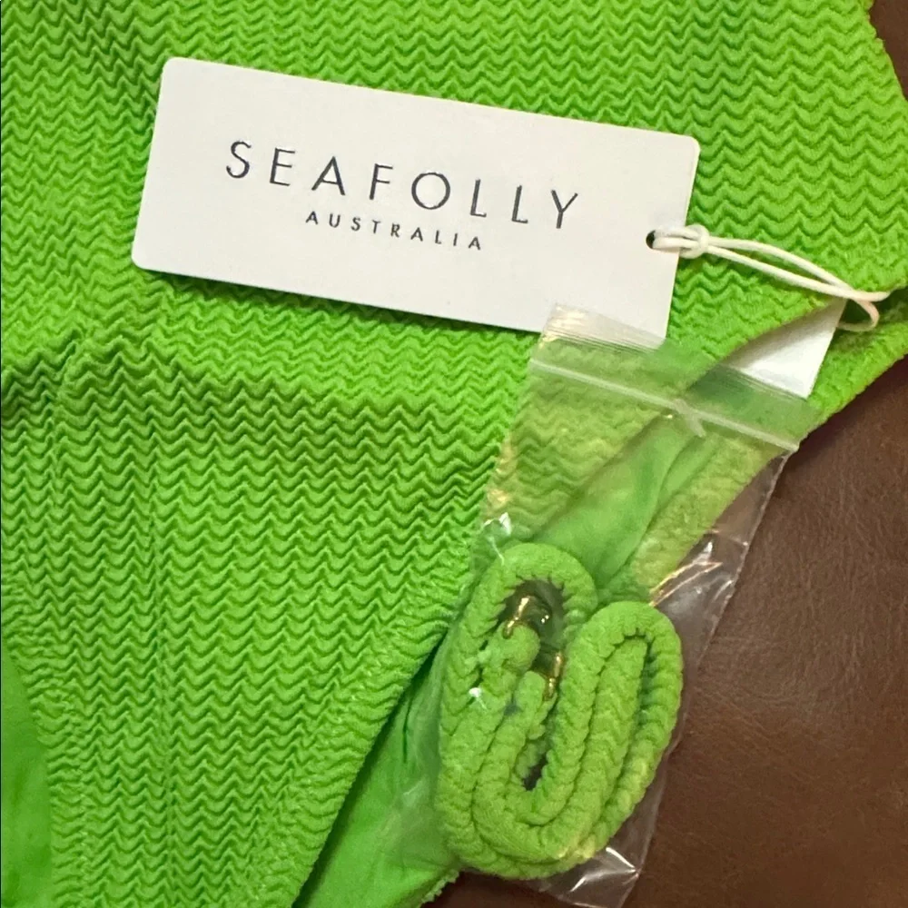 NWT Seafolly Sea Dive Bandeau One Piece - Jasmine Green SZ 2 - Picture 6 of 10